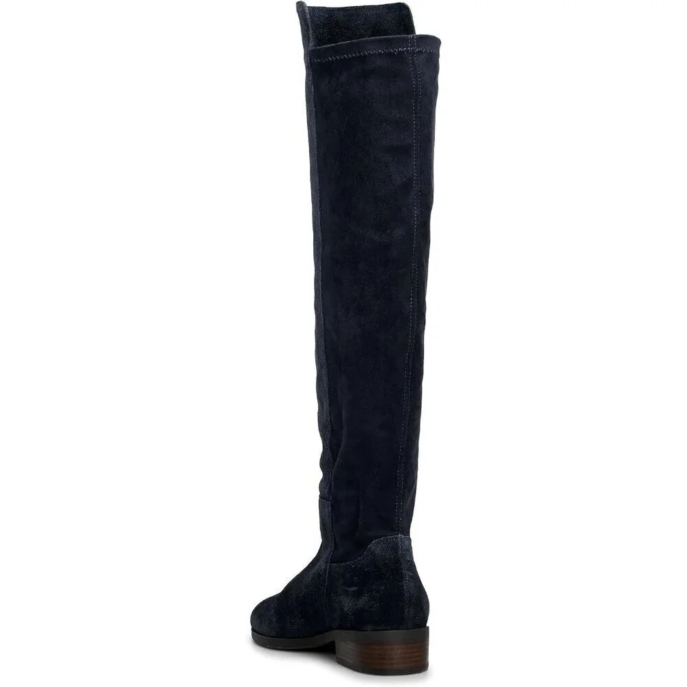 Women's Bright Blue Above the Knee Pointed Toe Low Heel Calypso Winter Long Boot